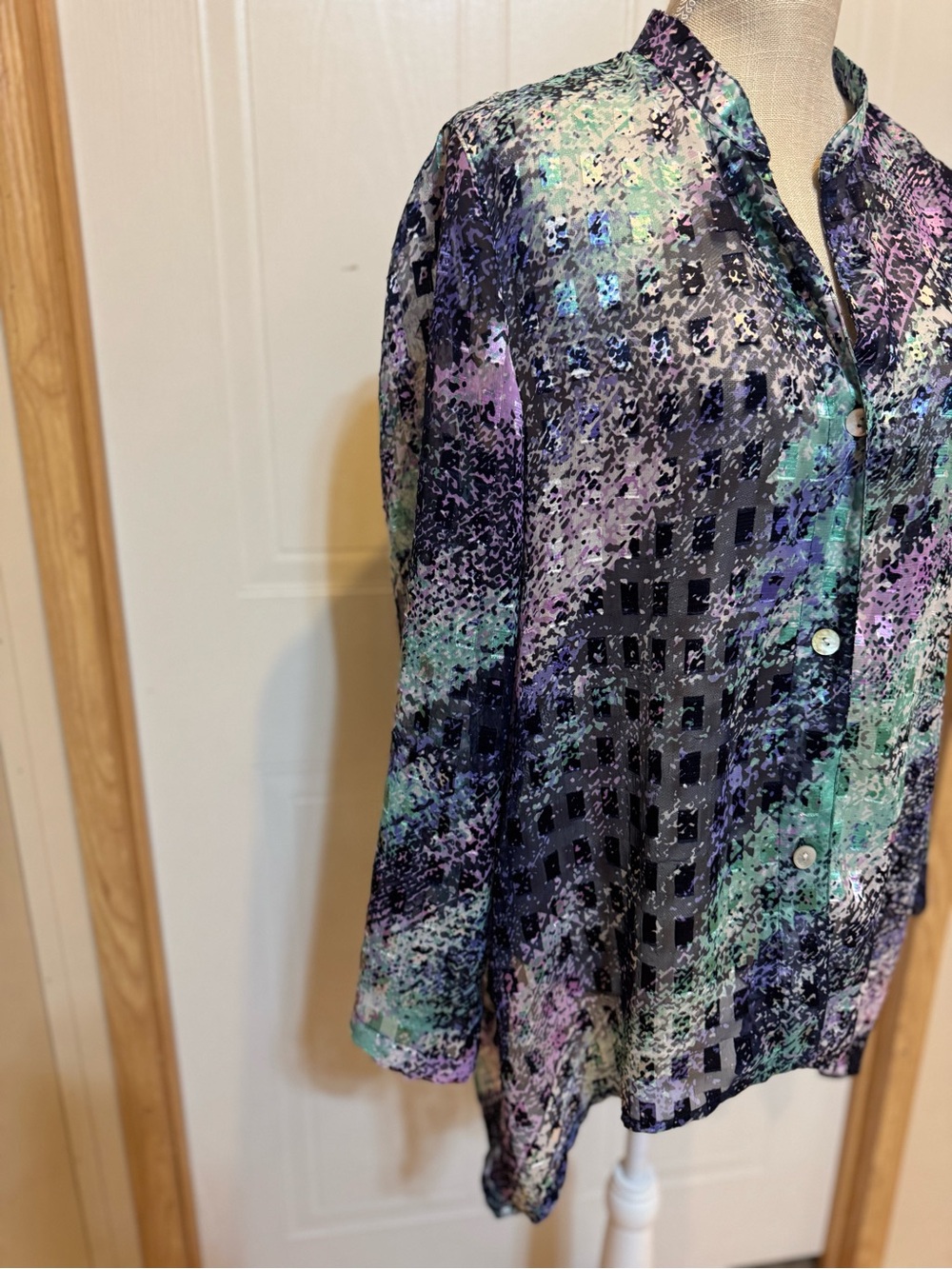 Ruby Rd Sz 10 Multi-Color Patterned Button-Front Women's Top EUC ๐๐ - Picture 4 of 7